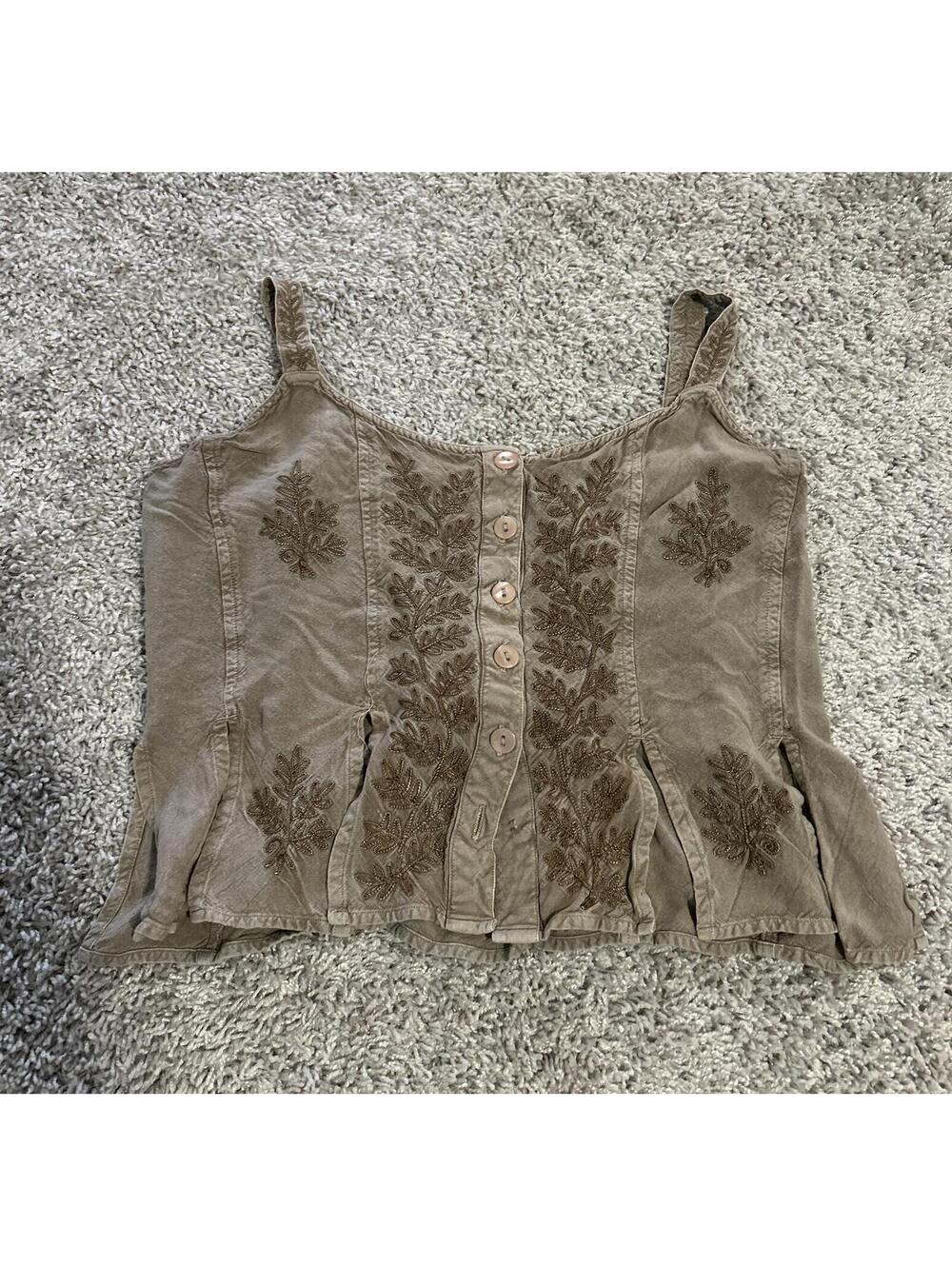 Vintage Fabulous Made in India Button Down Bohemian Tank Top OS